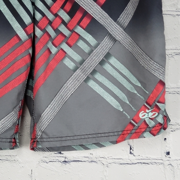 Nike 6.0 Men's Black Gray with Multi-colored Shoe Strings Swim Shorts Size 34 - Picture 5 of 13